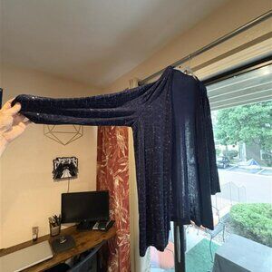 Vintage Filigree LTD Collection Blue Glitter Open Front Cardigan